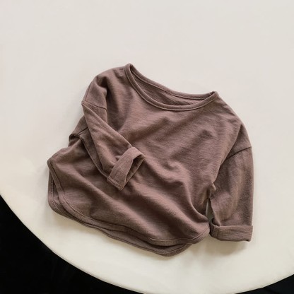 Maglietta larga tinta unita per bambini piccoli - Marrone - 7-9T - image 4