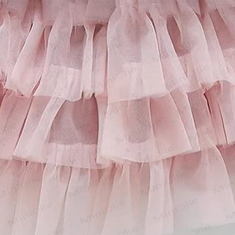 Vestito da bambina con paillettes in rete e velo a fiocco - image 8