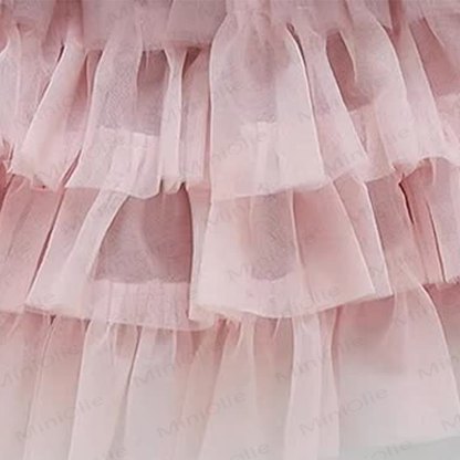 Vestito da bambina con paillettes in rete e velo a fiocco - image 8