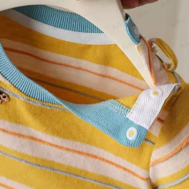 Completo da 2 pezzi Baby Banana Puppy Collection con salopette e maglietta a righe. - image 12