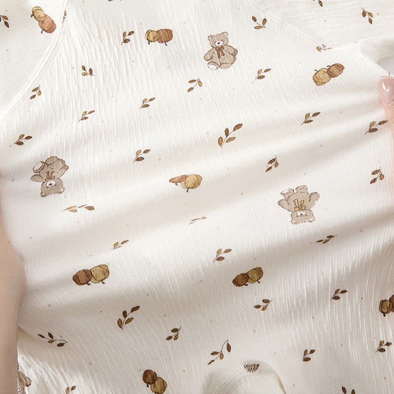 Tutina per neonati con fiocco, pois e orsetto, chiusura frontale con bottoni. - image 8