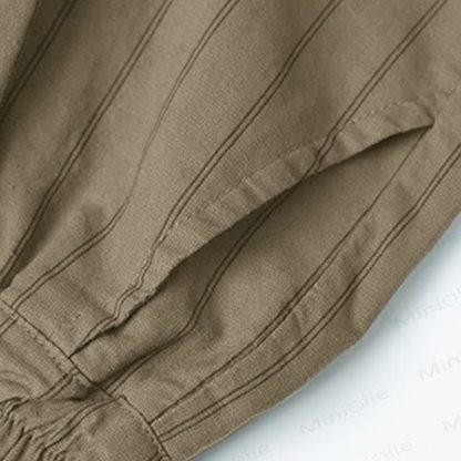 Completo da bambino composto da maglietta a righe e pantaloncini in cotone. - image 8