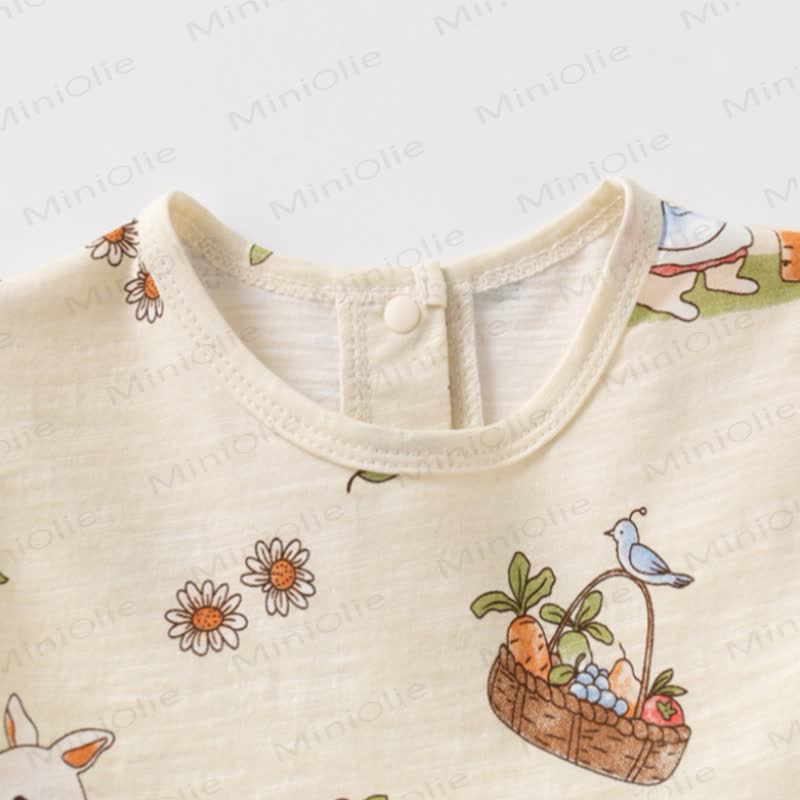 Vestitino estivo per bambina con stampa di coniglietti e pois - image 6