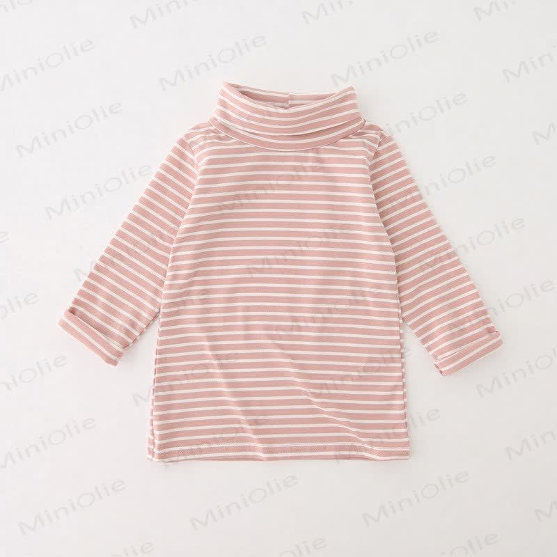 Maglietta a maniche lunghe a collo alto a righe per neonati e bambini piccoli - Rosa - 6-7T - image 11