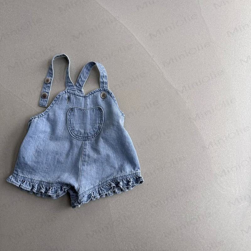 Salopette in denim per neonati con tasche e volant - image 5