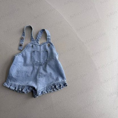 Salopette in denim per neonati con tasche e volant - image 5