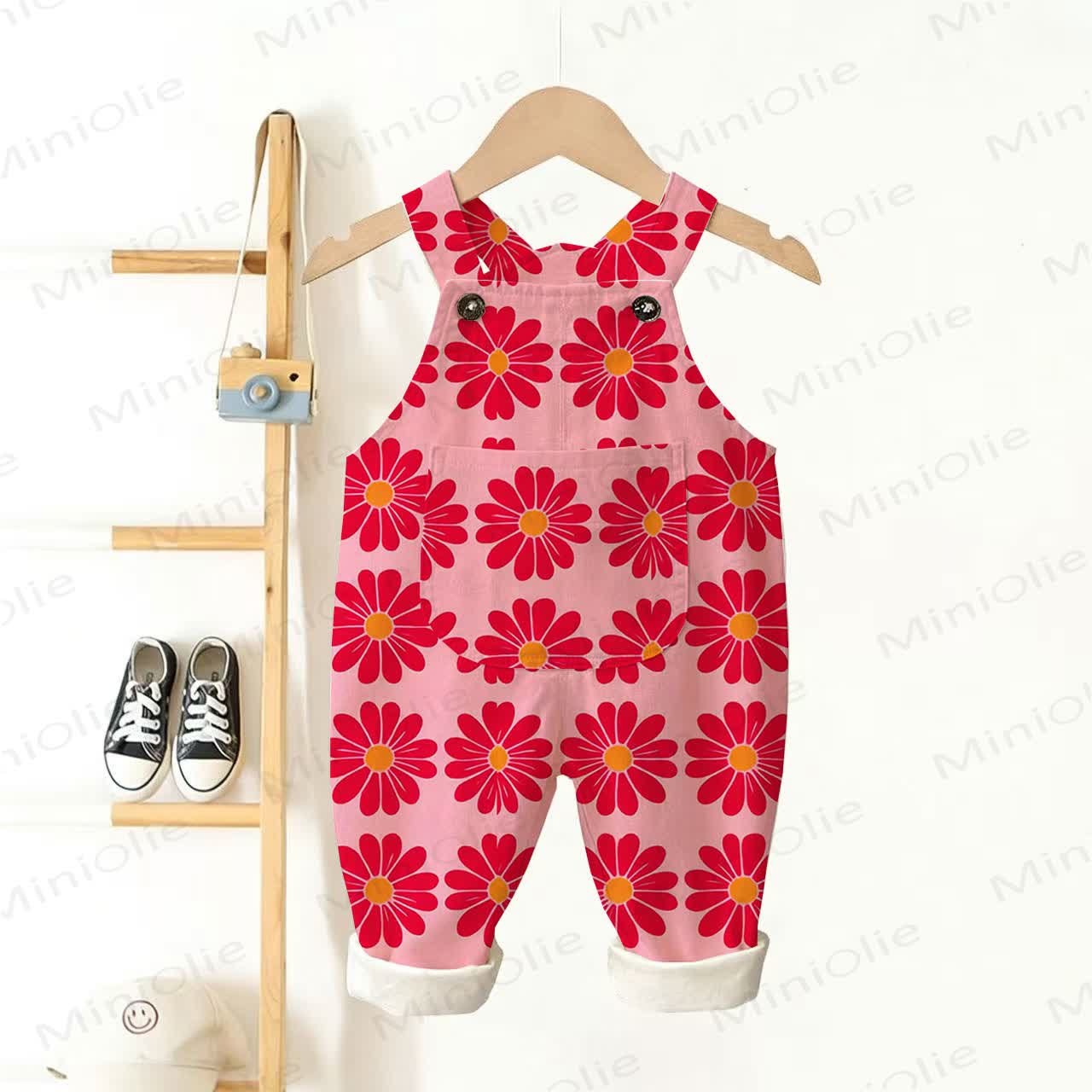 Salopette rosa a fiori per neonati e bambini piccoli - Rosa - 3-5T - image 1