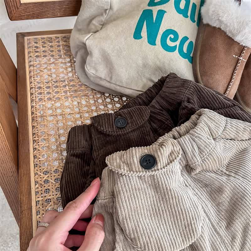 Pantaloni foderati in pile a coste per bambina - image 4