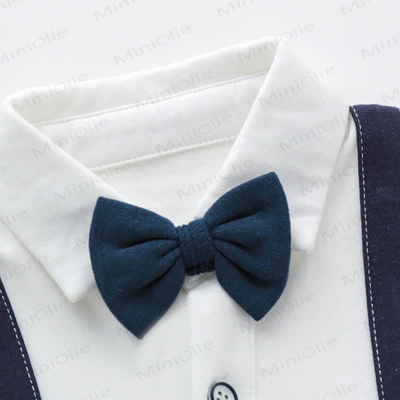 Tutina finta da 2 pezzi con fiocco da gentiluomo per neonato - image 3