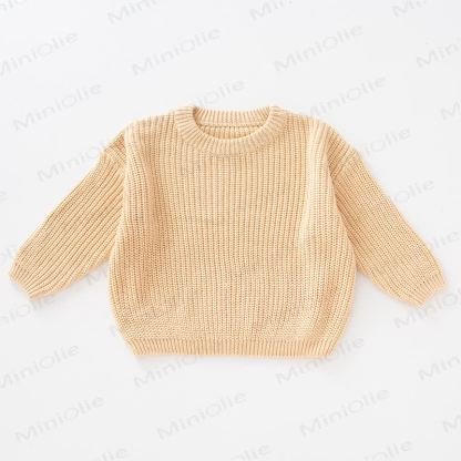 Maglione semplice in tinta unita lavorato a maglia per bambini - Giallo chiaro - 4-5T - image 2