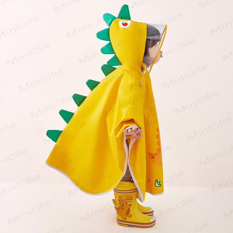 Impermeabile con cappuccio a tema dinosauri per bambini - Giallo - 3-6T - image 1