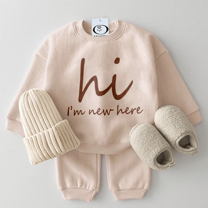 Ciao, sono nuovo qui. Set casual da 2 pezzi per neonato. - Beige - 2-3T - image 2
