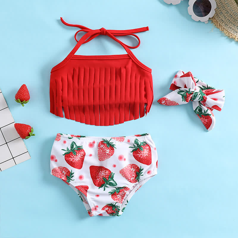Costume da bagno a due pezzi con fascia per neonato a forma di fragola - Rosso - 2-3T - image 1