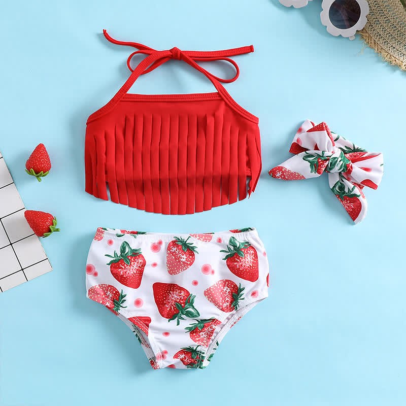 Costume da bagno a due pezzi con fascia per neonato a forma di fragola - Rosso - 2-3T - image 1