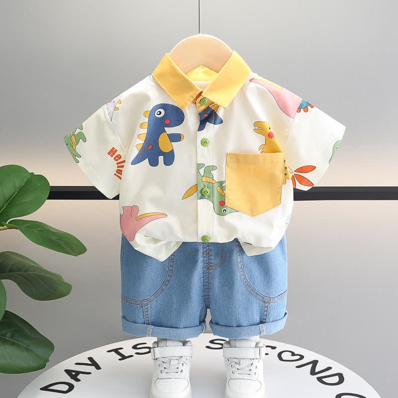 HELLO! Baby 2 pezzi dinosauro denim set - Giallo - 4-5T - image 1