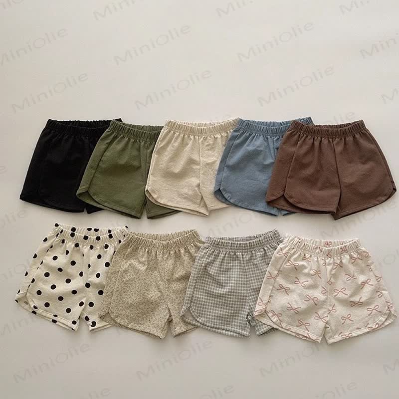 Pantaloncini in lino con fiocco a quadri per neonati e bambini - image 1