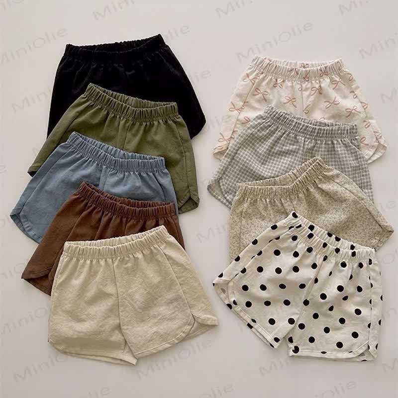 Pantaloncini in lino con fiocco a quadri per neonati e bambini - image 2