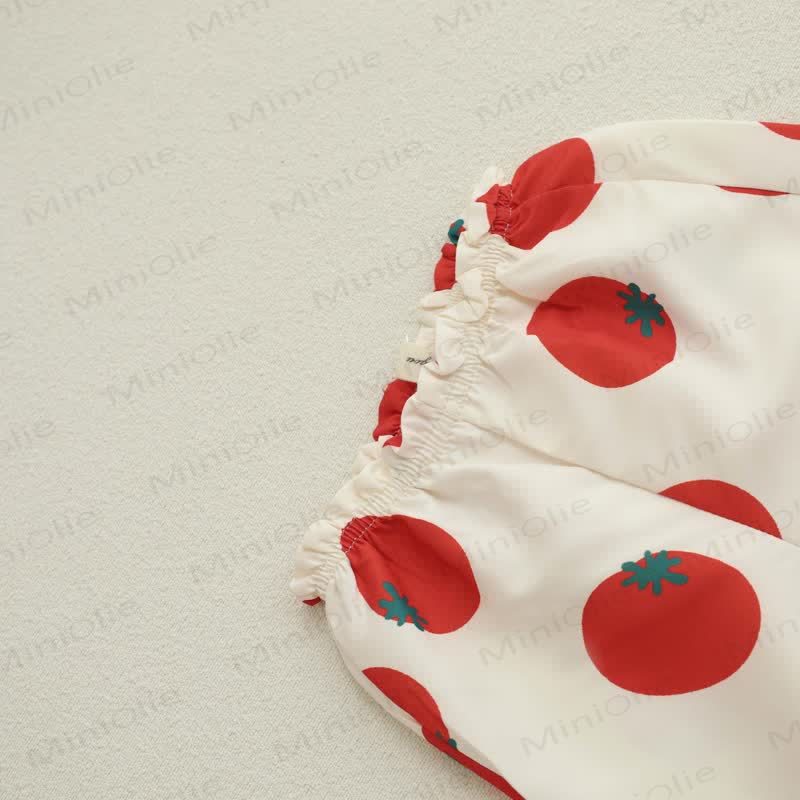 Pantaloni a quadri con fiori e pois a forma di pomodoro per bambini - image 9