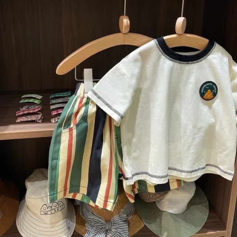 WONDERFUL SPACE Completo a righe per bambini, 2 pezzi - Bianco - 7-9T - image 1