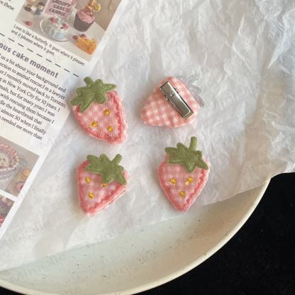 Fermagli per capelli rosa a forma di frutta a quadri per bambini - image 6