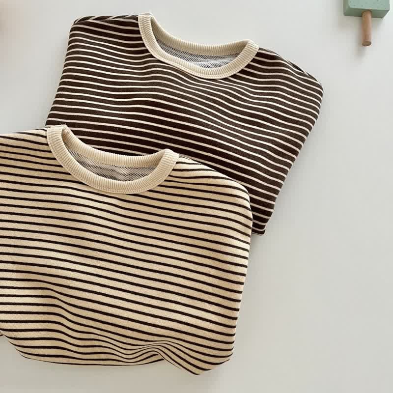 Maglietta casual a righe semplici per neonati e bambini - image 4