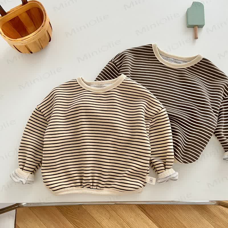 Maglietta casual a righe semplici per neonati e bambini - image 1
