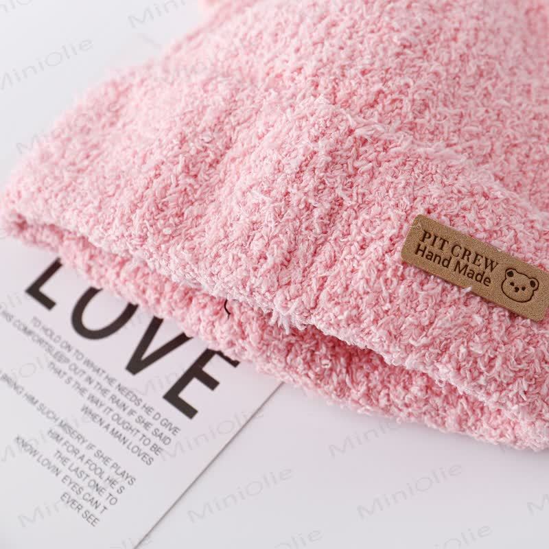 Berretto lavorato a maglia con orecchie da orso di peluche per bambini - image 8