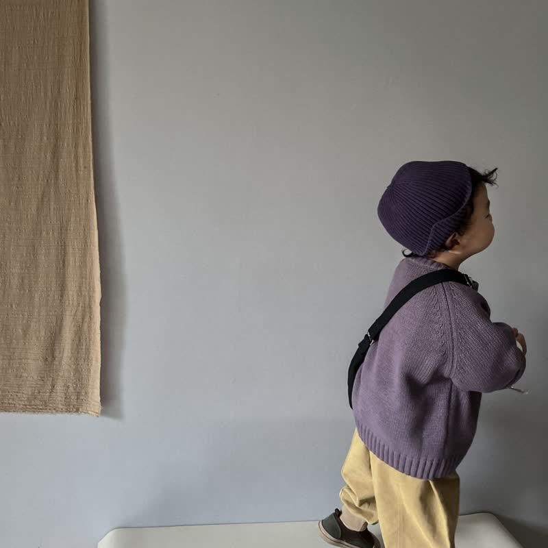 Maglione rilassato largo in tinta unita per bambini - image 26