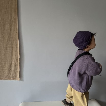 Maglione rilassato largo in tinta unita per bambini - image 26