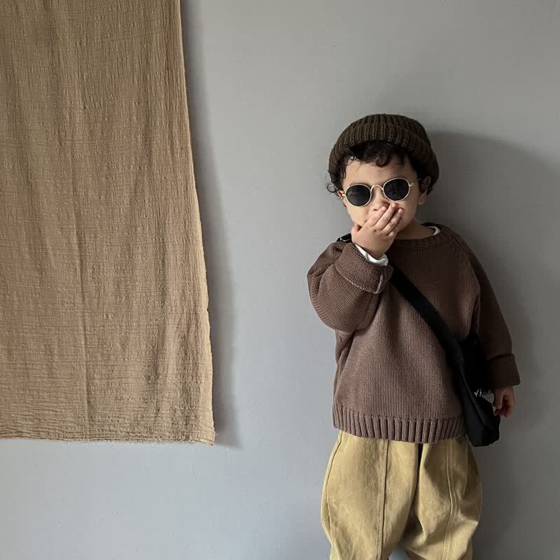 Maglione rilassato largo in tinta unita per bambini - image 15