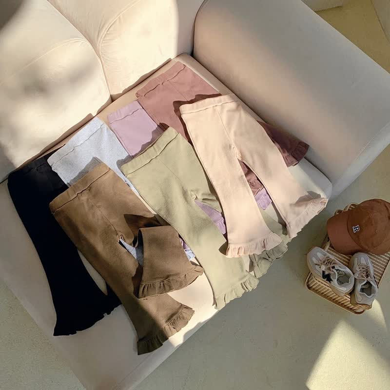 Pantaloni a zampa d'elefante tinta unita per bambini - image 2