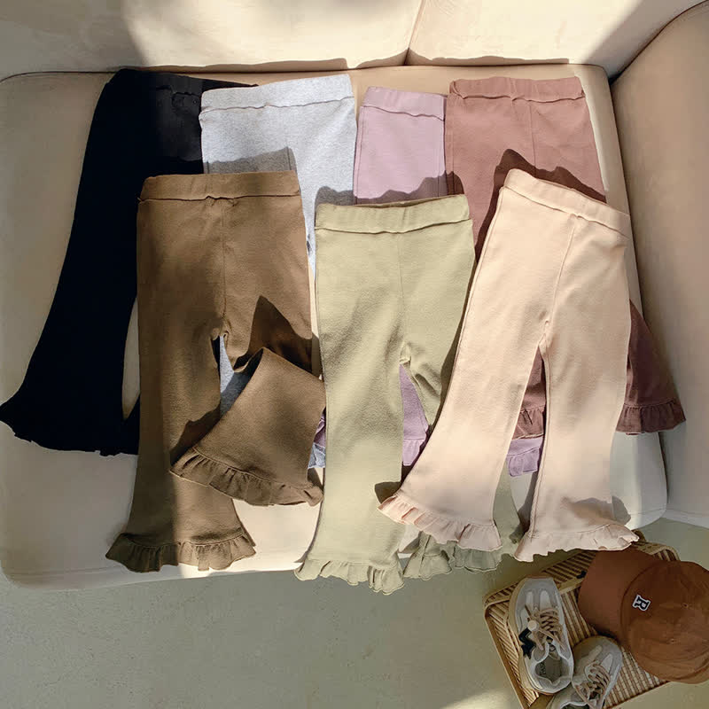 Pantaloni a zampa d'elefante tinta unita per bambini - image 1