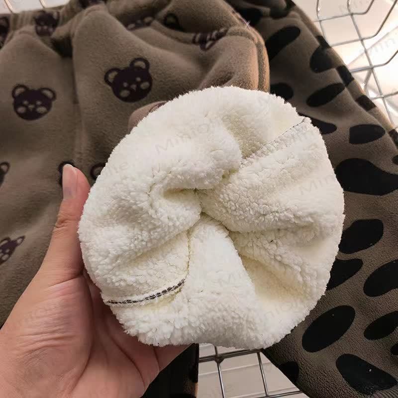 Pantaloni con stampa leopardata e foderati in pile per bambini - image 2