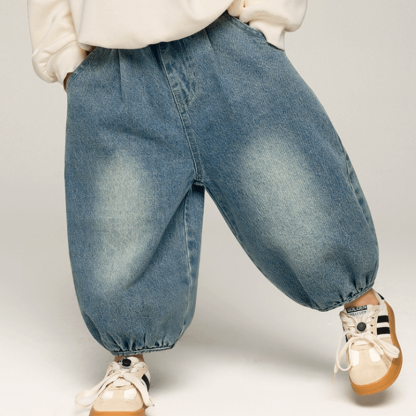 Pantaloni da jogging in denim semplici per bambini piccoli - Blu - 10 anni - image 3