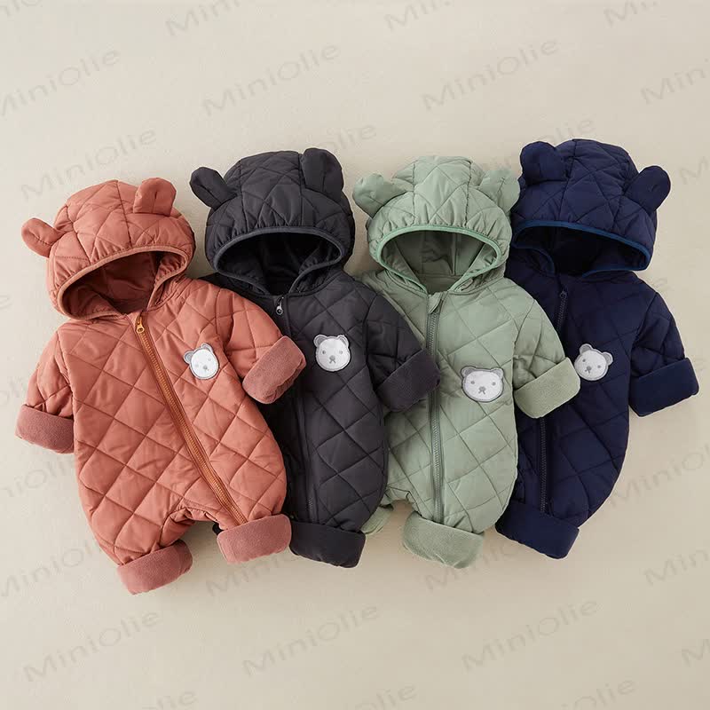 Tutina imbottita in cotone con cappuccio Baby Bear - image 1
