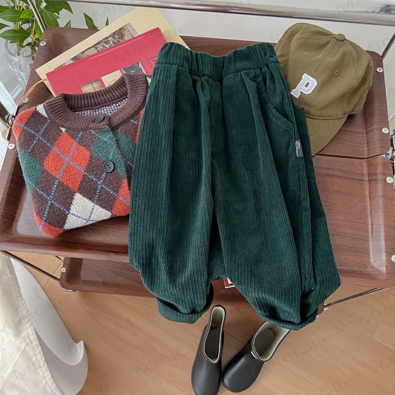 Pantaloni in velluto a coste tinta unita per bambini piccoli - image 3