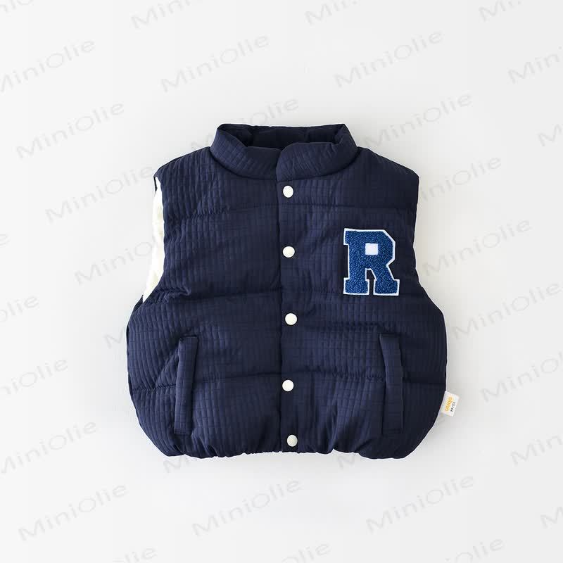 Gilet imbottito in cotone con lettera R per bambini piccoli - Blu - 3-5T - image 5 - image 6