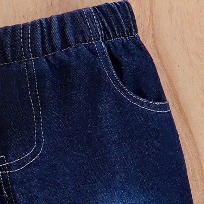 Completo in denim con fiocchi a farfalla per neonato, 2 pezzi - image 6