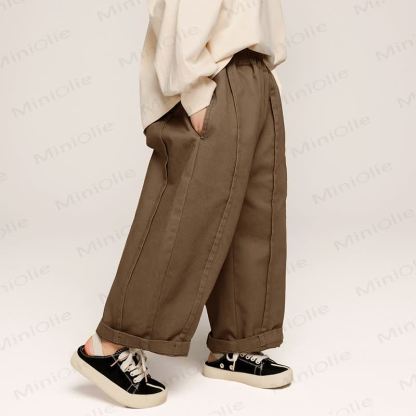 Pantaloni casual semplici a tinta unita per bambini piccoli - image 2