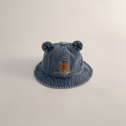 Cappello da pescatore con orsetto in denim per bambini LUCKY BEAR - Blu medio - 18M-4T - image 6