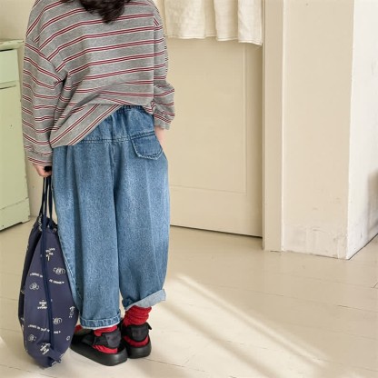 Pantaloni larghi in denim lavato per bambini piccoli - image 14