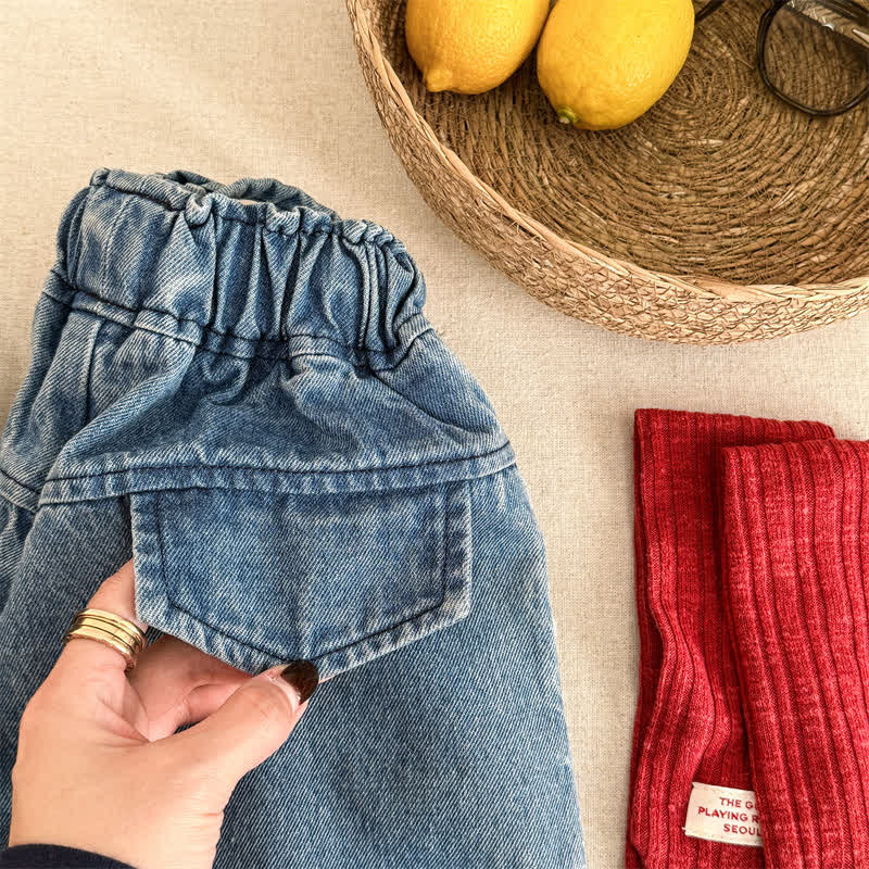 Pantaloni larghi in denim lavato per bambini piccoli - image 11