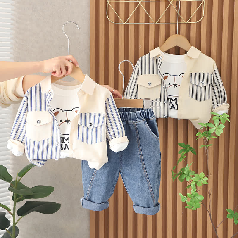 Completo in denim 3 pezzi per bambini con orsetto HUMAN MADE - image 1