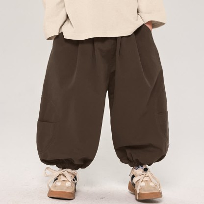 Pantaloni da jogging larghi per bambini piccoli, con design semplice - Marrone - 10 anni - image 1