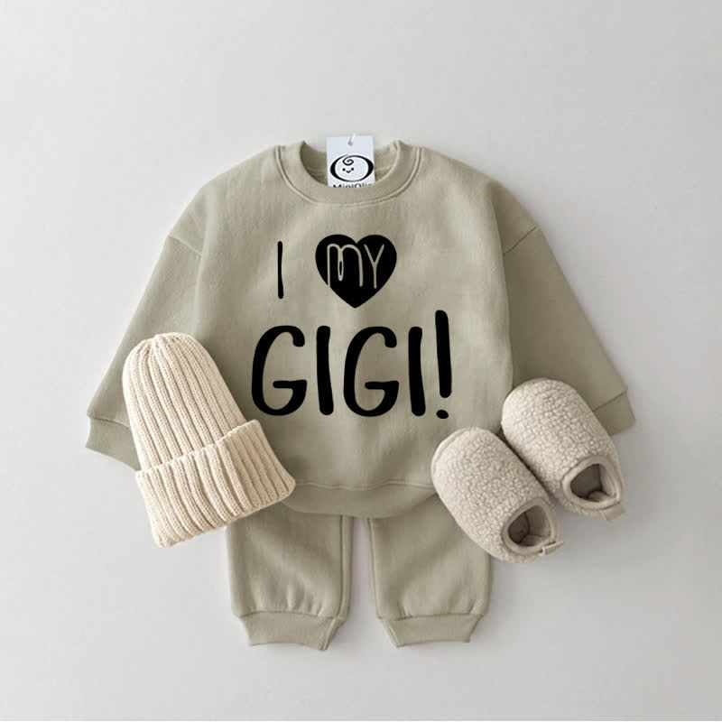 Tutina da neonato I LOVE MY GIGI, set da 2 pezzi - Grigio Verde - 2-3T - image 1