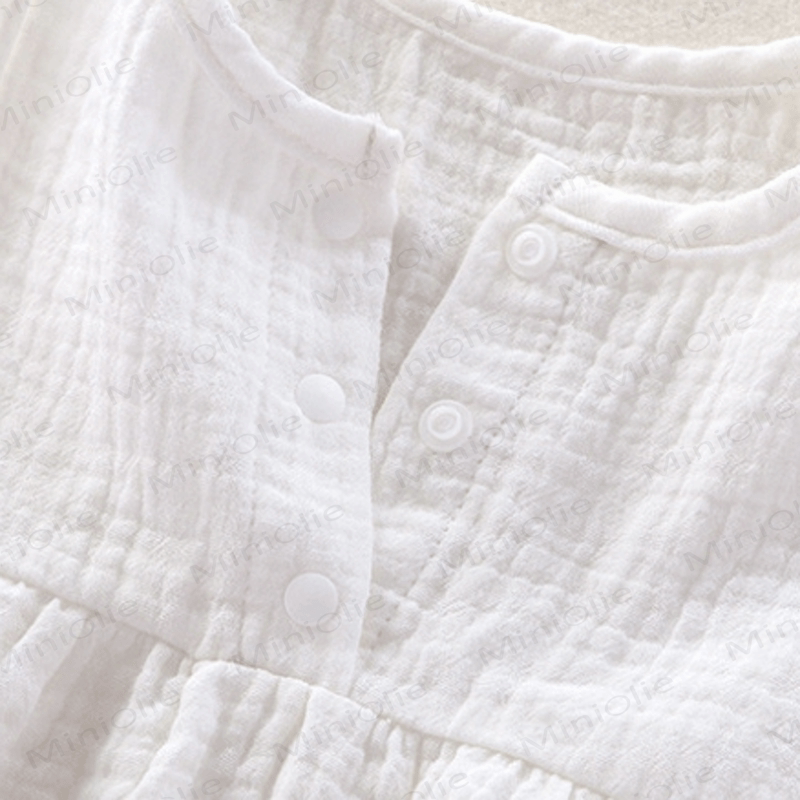 Completo da bambina in due pezzi, tinta unita, senza maniche, in garza. - image 5