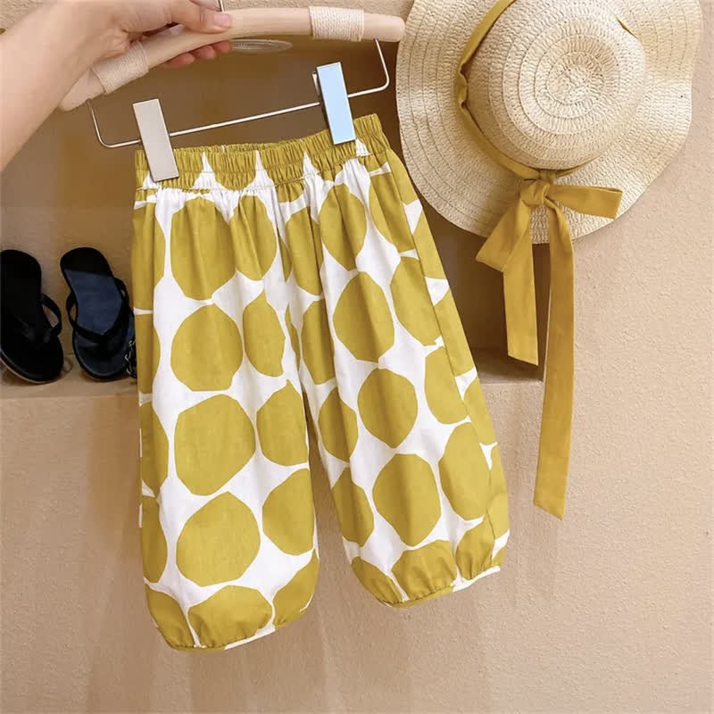 Completo da bambina di 2 pezzi a pois gialli con cappellino - image 11