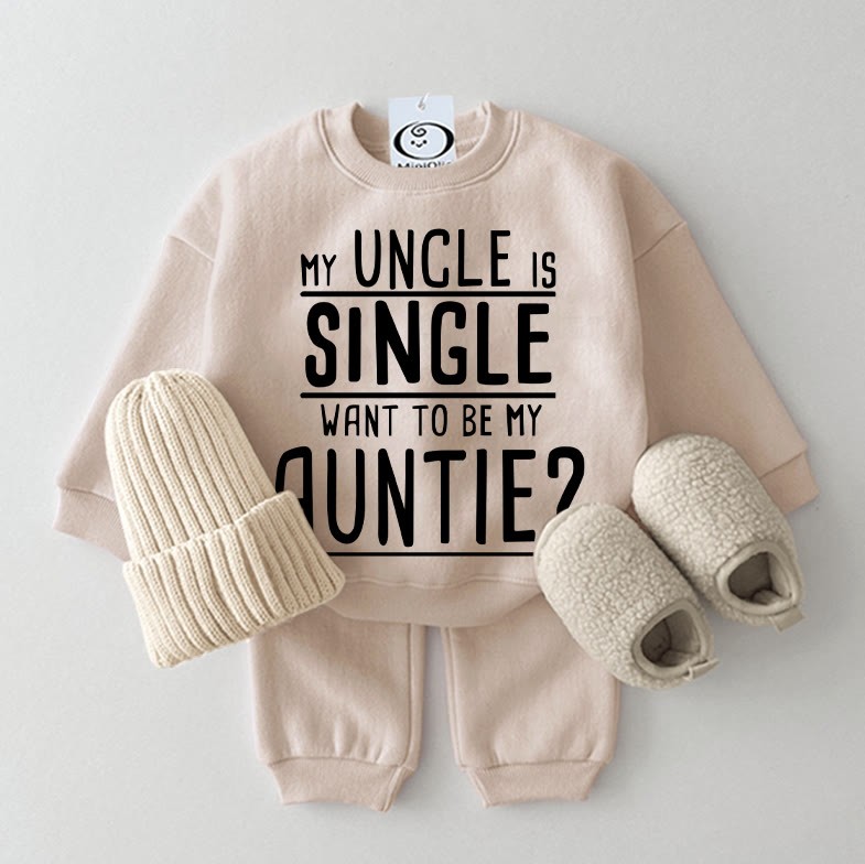 MIO ZIO È SINGLE, VUOI ESSERE MIA ZIA? Completo 2 pezzi per neonato - Beige - 2-3T - image 1