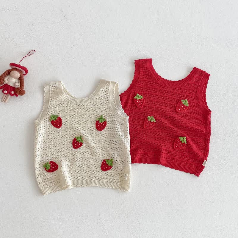 Canotta/pantaloncini in maglia a forma di fragola per neonati - image 5