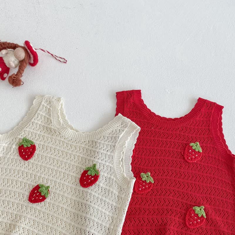 Canotta/pantaloncini in maglia a forma di fragola per neonati - image 6